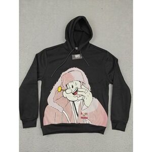 Popeye‎ Reason Hoodie Mens Medium Black Collab Graphic Fleece Pullover New
